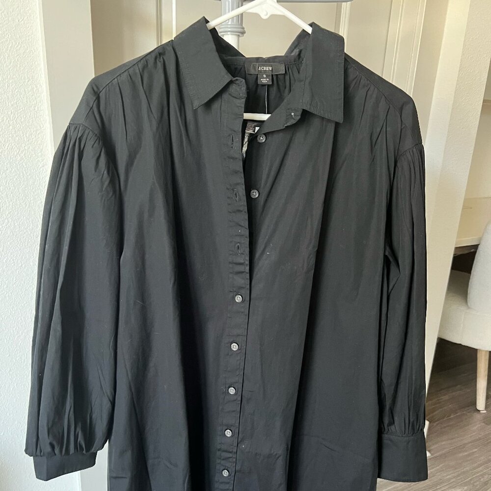 JCrew Black Oversized Dress Shirt Dress, Size S